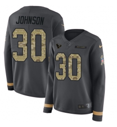 Nike Texans 30 Kevin Johnson Anthracite Salute to Service Limited Jersey