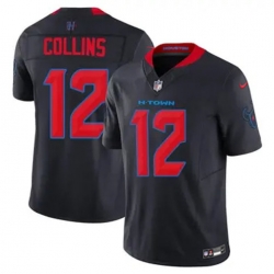 Youth Houston Texans 12 Nico Collins Navy 2024 2nd Alternate F U S E Vapor Stitched Jersey