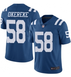 Colts 58 Bobby Okereke Royal Blue Men Stitched Football Limited Rush Jersey