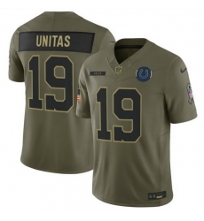 Men Indianapolis Colts 19 Johnny Unitas Olive 2025 F U S E  Salute to Service Limited Stitched Football Jersey