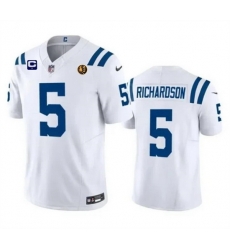 Men Indianapolis Colts 5 Anthony Richardson White 2023 F U S E  1 Star C Patch And With John Madden Patch Vapor Limited Stitched Football Jersey