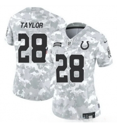 Women Indianapolis Colts 28 Jonathan Taylor 2024 F U S E Arctic Camo Salute To Service Limited Stitched Jersey