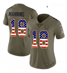 Womens Nike Indianapolis Colts 18 Peyton Manning Limited OliveUSA Flag 2017 Salute to Service NFL Jersey