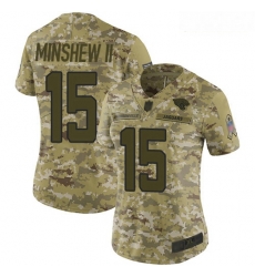 Jaguars #15 Gardner Minshew II Camo Women Stitched Football Limited 2018 Salute to Service Jersey