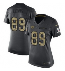 Nike Jaguars #89 Marcedes Lewis Black Womens Stitched NFL Limited 2016 Salute to Service Jersey