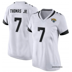 Women Jacksonville Jaguars 7 Brian Thomas Jr White 2024 Draft F U S E Vapor Untouchable Limited Stitched Jersey