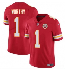 Men   Kansas City Chiefs 1 Xavier Worthy Red 2024 Draft Vapor Untouchable Limited Stitched Football Jersey