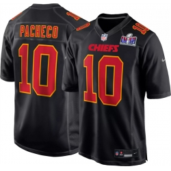 Men Kansas City Chiefs 10 Isiah Pacheco Black 2024 Super Bowl LVIII Patch Limited Stitched Game Jersey