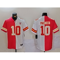 Men Kansas City Chiefs 10 Isiah Pacheco Red White Split Vapor Limited Stitched Jersey