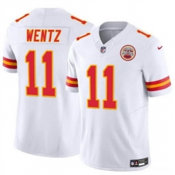 Men   Kansas City Chiefs 11 Carson Wentz White 2023 F U S E Vapor Untouchable Limited Stitched Football Jersey