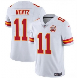 Men   Kansas City Chiefs 11 Carson Wentz White Vapor Untouchable Limited Stitched Football Jersey