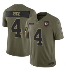 Men Kansas City Chiefs 4 Rashee Rice Olive 2025 F U S E  Salute to Service Limited Stitched Football Jersey