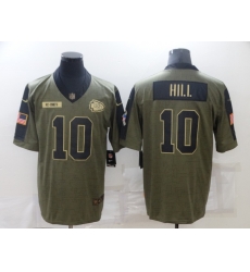 Men's Kansas City Chiefs #10 Tyreek Hill Nike Olive 2021 Salute To Service Limited Jersey