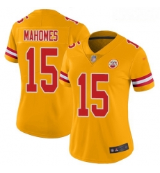 Chiefs #15 Patrick Mahomes Gold Women Stitched Football Limited Inverted Legend Jersey