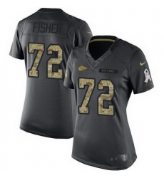 Nike Chiefs #72 Eric Fisher Black Womens Stitched NFL Limited 2016 Salute to Service Jersey