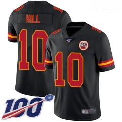 Chiefs #10 Tyreek Hill Black Youth Stitched Football Limited Rush 100th Season Jersey