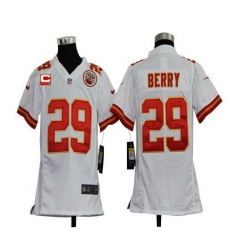 Nike Chiefs #29 Eric Berry White With C Patch Youth Stitched NFL Elite Jersey