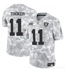 Men Las Vegas Raiders 11 Tre Tucker 2024 F U S E Arctic Camo Salute To Service Limited Stitched Football Jersey