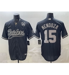 Men Las Vegas Raiders 15 Fernando Mendoza Black 65th Anniversary Patch Cool Base Stitched Baseball Jersey Men Las Vegas Raiders 15 Fernando Mendoza Black 65th Anniversary Patch Cool Base Stitched Baseball Jersey