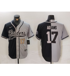 Men Las Vegas Raiders 17 Davante Adams Grey Black Split Cool Base Stitched Baseball Jersey 1