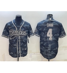 Men Las Vegas Raiders 4 Derek Carr Grey Camo With Patch Cool Base Stitched Baseball Jersey