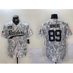 Men Las Vegas Raiders 89 Brock Bowers 2024 Arctic Camo Salute To Service Stitched Baseball Jersey