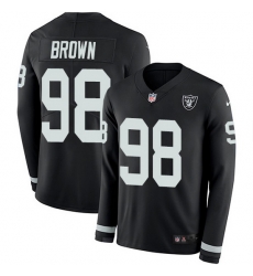 Nike Raiders 98 Trent Brown Black Team Color Men Stitched NFL Limited Therma Long Sleeve Jersey