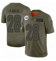 Men Los Angeles Rams 28 Marshall Faulk Limited Camo 2019 Salute to Service Football Jersey