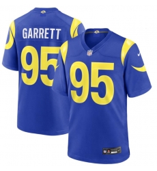Men Los Angeles Rams Myles Garrett #95 Blue Home Stitched Jersey Men Los Angeles Rams Myles Garrett #95 Blue Home Stitched Jersey