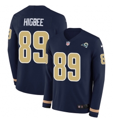 Nike Rams 89 Tyler Higbee Navy Blue Team Color Men s Stitched NFL Limited Therma Long Sleeve Jersey