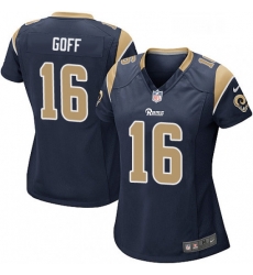 Womens Nike Los Angeles Rams 16 Jared Goff Game Navy Blue Team Color NFL Jersey