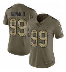 Womens Nike Los Angeles Rams 99 Aaron Donald Limited OliveCamo 2017 Salute to Service NFL Jersey