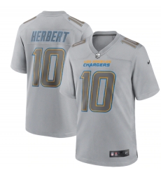 Men Los Angeles Chargers 10 Justin Herbert Grey Atmosphere Fashion Stitched Game Jersey