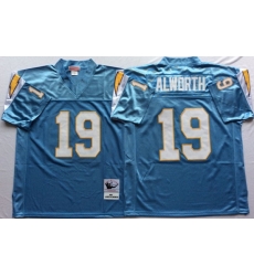 Men Los Angeles Chargers 19 Lance Alworth Light Blue M&N Throwback Jersey