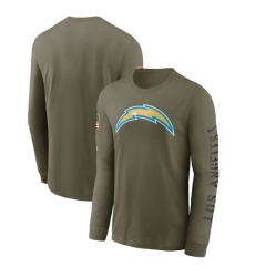 Men Los Angeles Chargers 2022 Olive Salute To Service Long Sleeve T Shirt