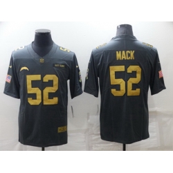 Men Los Angeles Chargers 52 Khalil Mack Grey Gold Salute To Service Limited Stitched jersey