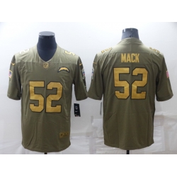 Men's Los Angeles Chargers #52 Khalil Mack Olive Gold Salute To Service Limited Stitched Jersey