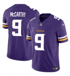 Men Minnesota Vikings #9 QB J.J. McCarthy Purple Stitched NFL Jersey