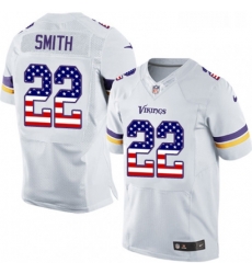 Mens Nike Minnesota Vikings 22 Harrison Smith Elite White Road USA Flag Fashion NFL Jersey