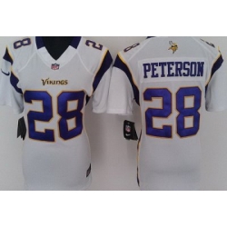 Women Nike Minnesota Vikings 28 Peterson White Nike NFL Jerseys