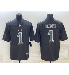 Men Philadelphia Eagles 1 Jalen Hurts Black Green Vapor Untouchable Limited Stitched Jersey