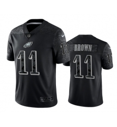 Men Philadelphia Eagles 11 A J Brown Black Reflective Limited Stitched Jersey