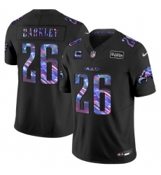 Men Philadelphia Eagles 26 Saquon Barkley Black 2024 F U S E With 4 Star C Patch 2024 Crucial Catch Limited Stitched Football Jersey