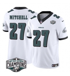 Men Philadelphia Eagles 27 Quinyon Mitchell White 2024 New NFC East Champions F U S E  Vapor Untouchable Limited Stitched Football Jersey