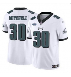 Men Philadelphia Eagles 30 Quinyon Mitchell White 2024 With Dradt Patch F U S E Vapor Untouchable Limited Stitched Football Jersey