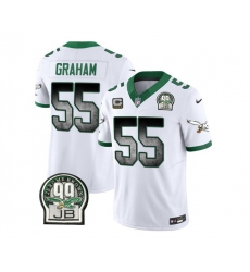 Men Philadelphia Eagles 55 Brandon Graham White 2023 F U S E  With 4 Star C Patch Throwback Vapor Untouchable Limited Stitched Football Jersey