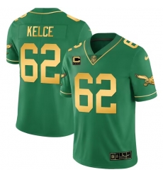 Men Philadelphia Eagles 62 Jason Kelce Green gold black Vapor Untouchable Limited Stitched Football Jersey