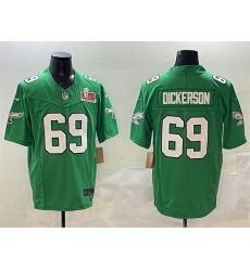 Men Philadelphia Eagles 69 Landon Dickerson Green 2025 Super Bowl LIX Patch F U S E  Throwback Vapor Untouchable Limited Stitched Football Jersey