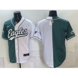 Men Philadelphia Eagles Blank Green White Split Stitched Jersey