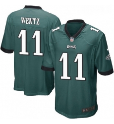 Mens Nike Philadelphia Eagles 11 Carson Wentz Game Midnight Green Team Color NFL Jersey